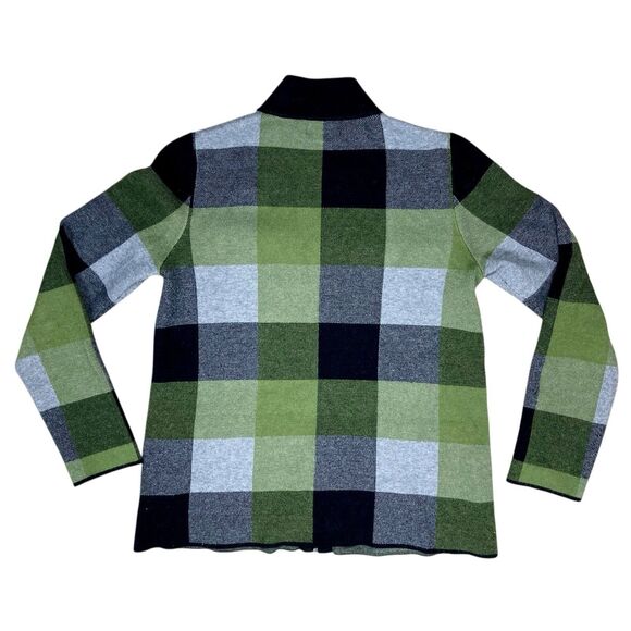 Cynthia Rowley Bomber Jacket Womens M Black Green Plaid Full Zip Comfort Classic - Picture 5 of 13